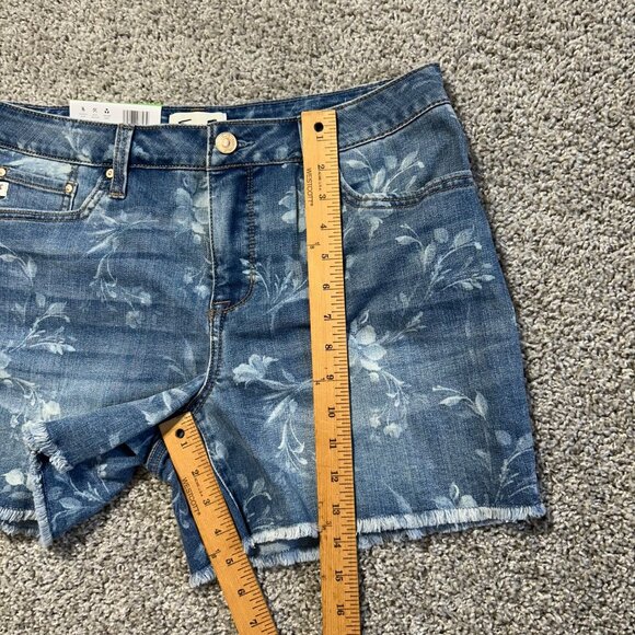 Seven7 Womens Weekend Short Floral Print Denim Size 10 Fray Hem Comfort Stretch - Picture 7 of 8